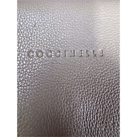 COCCINELLE Crossbody Handbag Leather Tumbleweed Tan Nude Color Gold Hardware - Picture 8 of 12